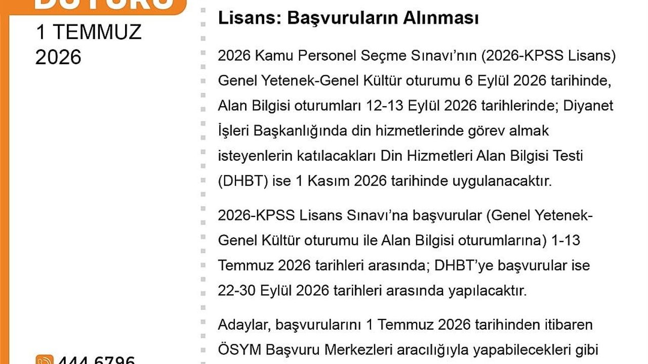 2026 lisans KPSS başvuruları başladı