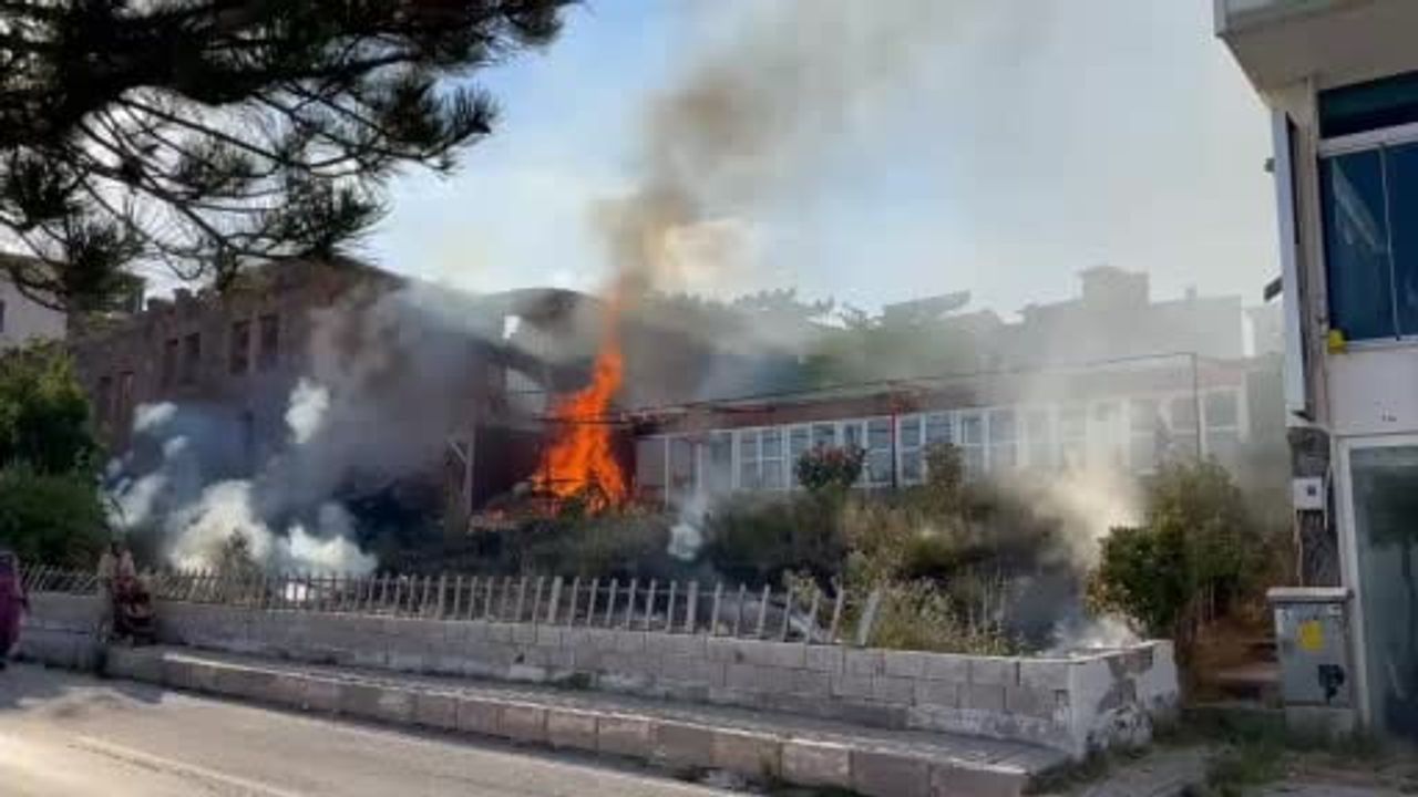 Ahlat'ta iş yeri bahçesinde yangın, maddi hasar oluştu