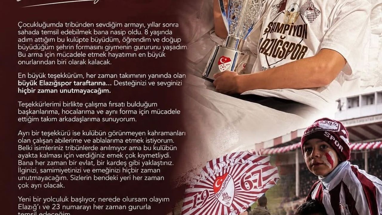 Ahmet Ertuğrul Elazığspor'a veda etti