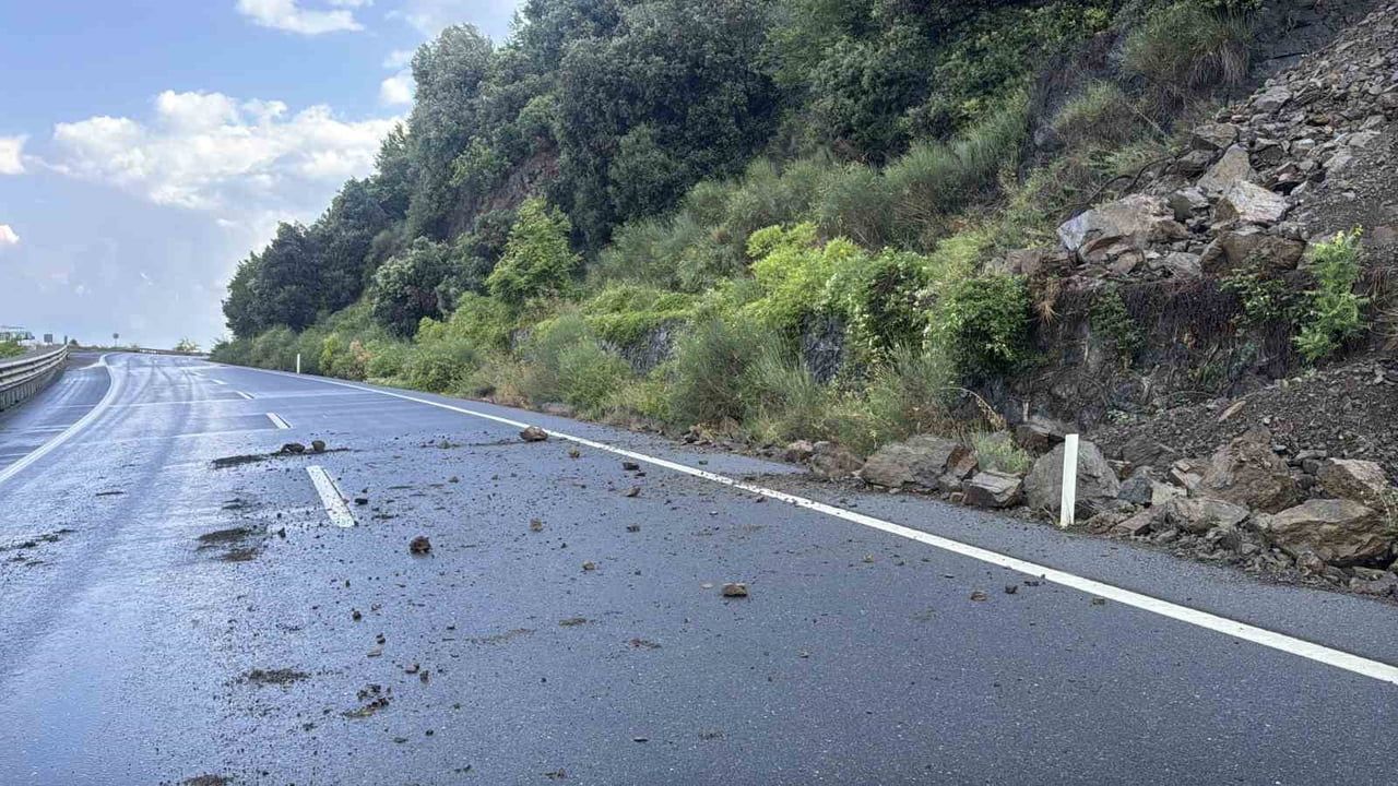 Alaplı-Akçakoca yolunda yağışın tetiklediği heyelan ulaşımı aksattı