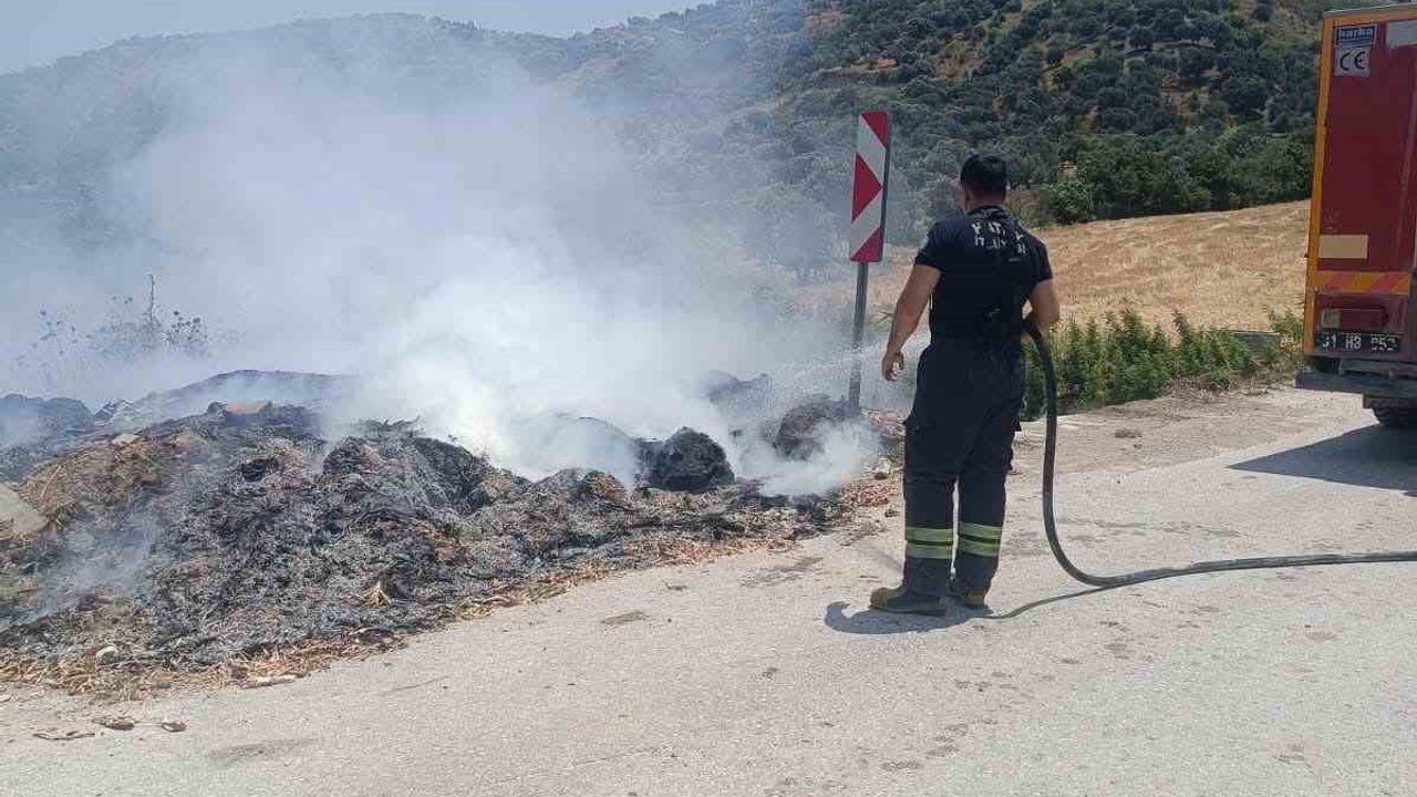 Altınözü'de çöplük yangını itfaiye müdahalesiyle söndürüldü