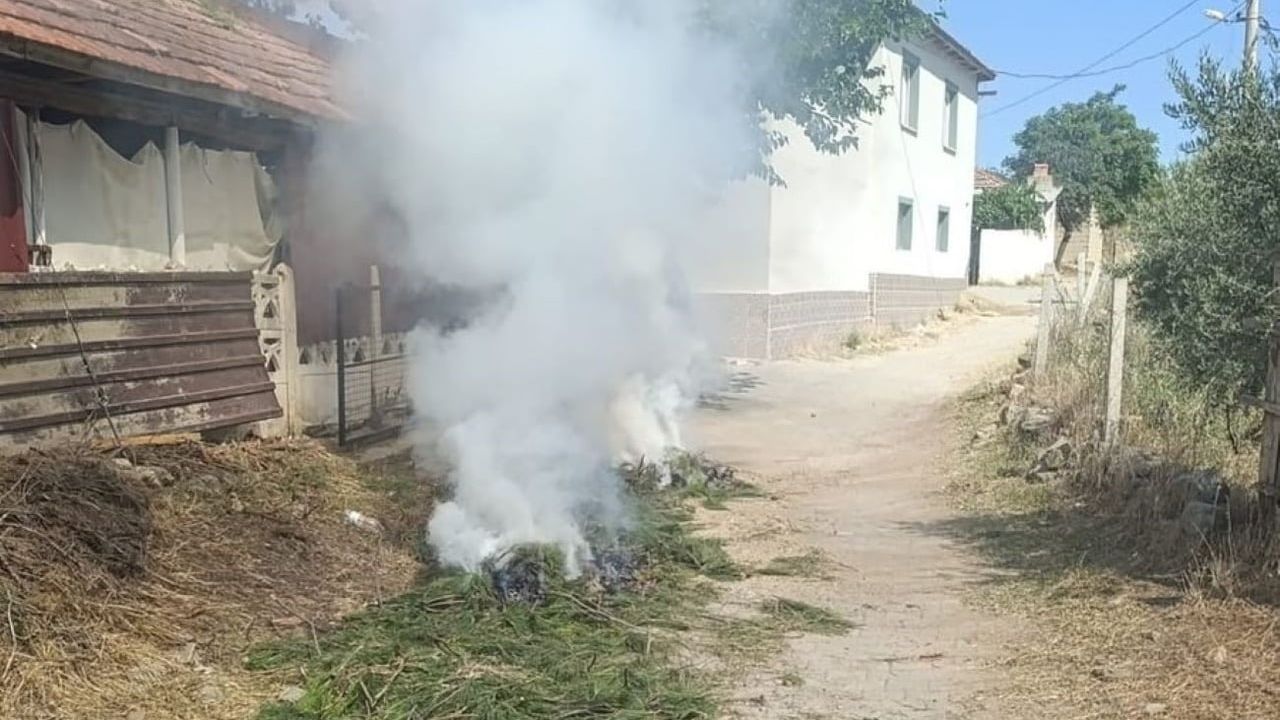Anız ateşi ormana sıçramadan söndürüldü