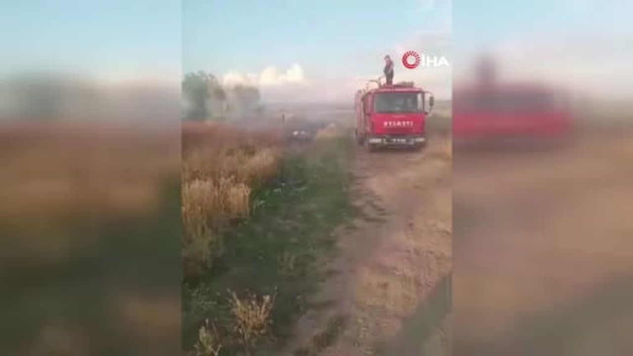 Anız yangını tarım arazilerine ve ormanlık alana sıçramadan söndürüldü