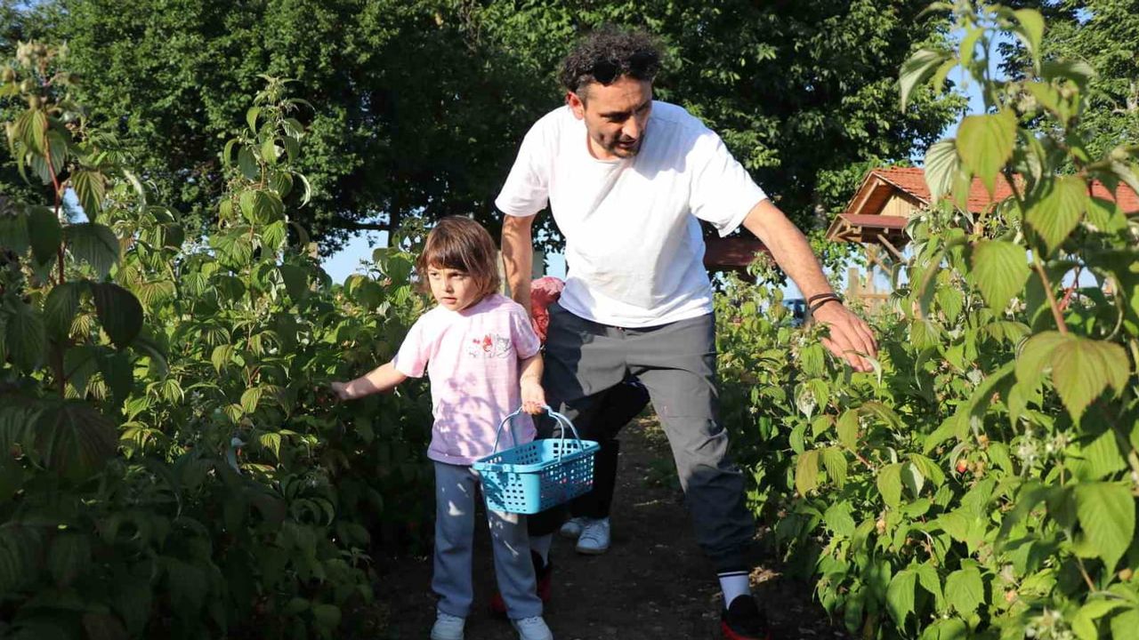 Bahçesinde dalından ye, topladığın kadar öde diyen genç çiftçi
