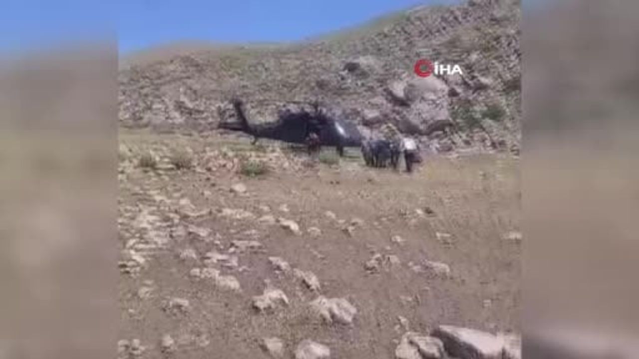 Beytüşşebap'ta sarp arazide mahsur kalan kadın helikopterle alındı