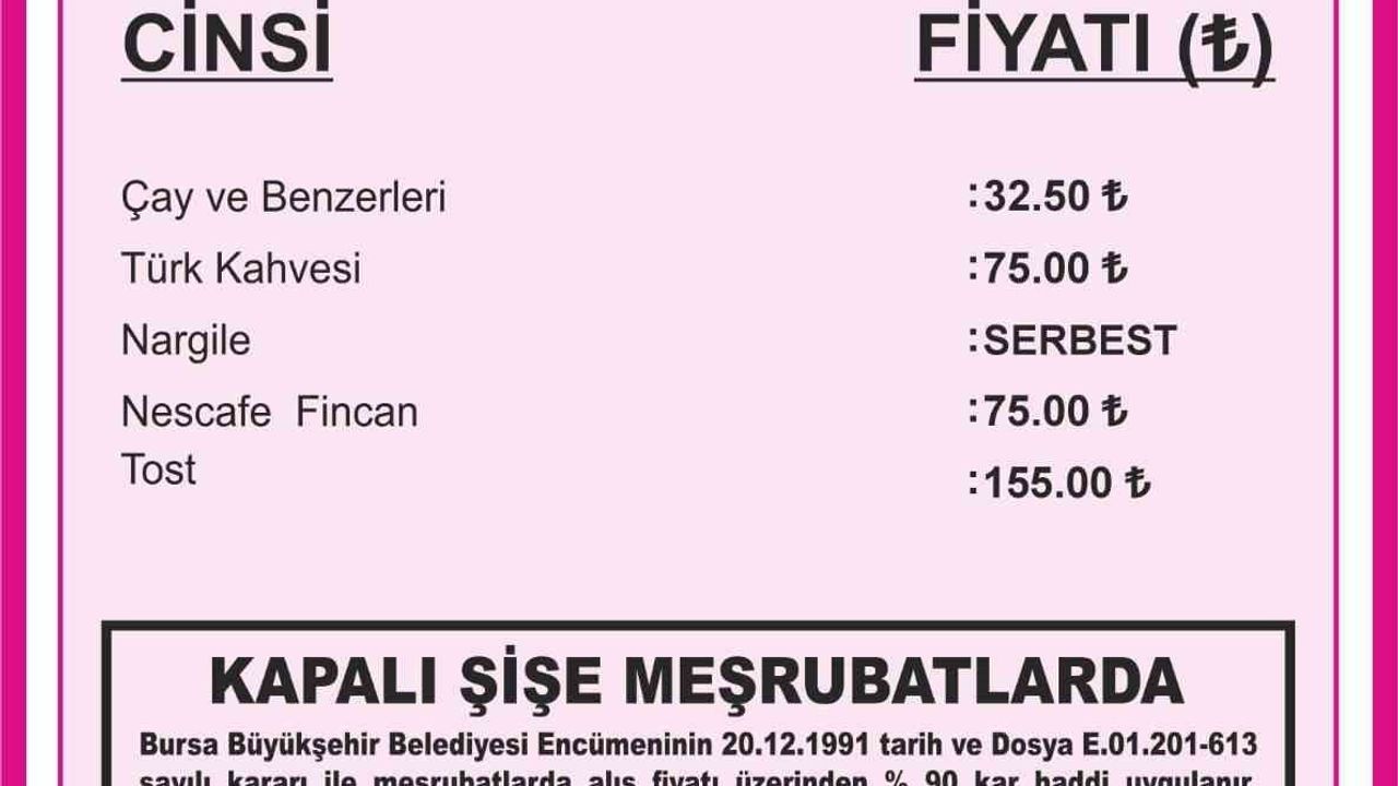Bursa'da çay ve kahve fiyatlarına yüzde 30 zam