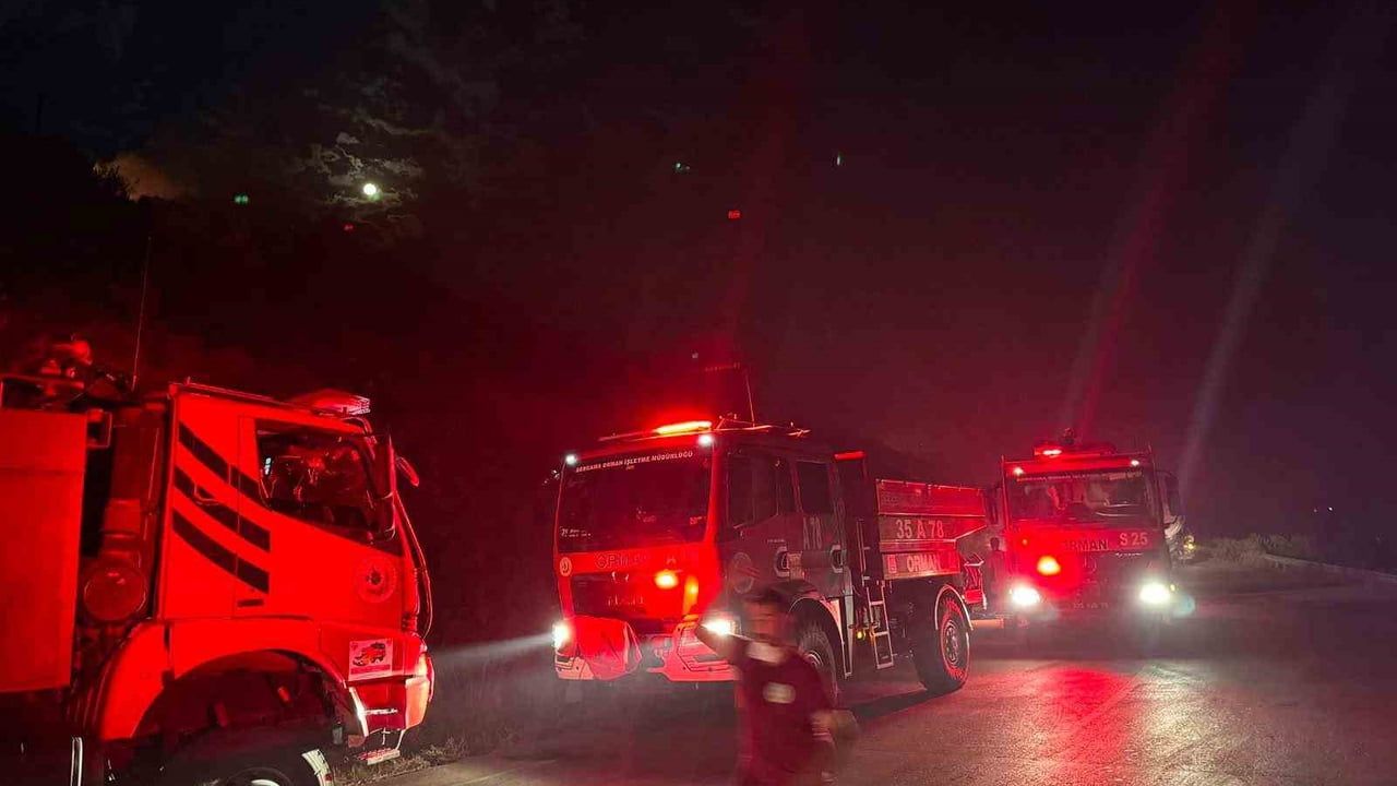 Dikili Bademler'de makilik yangını sabaha kadar sürdü