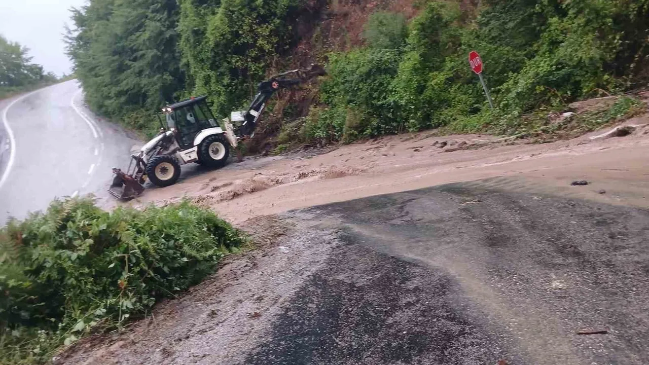 Doğanyurt'ta sağanak hayatı olumsuz etkiledi, sahil yolunda heyelan kapattı