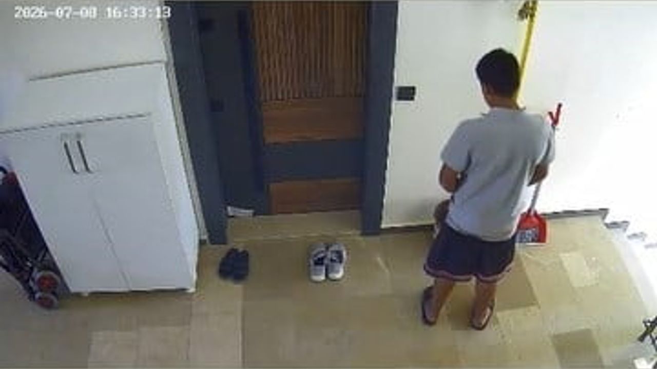 Elazığ'da bina içindeki çöp kovasına idrarını yapan kişi güvenlik kamerasına yansıdı