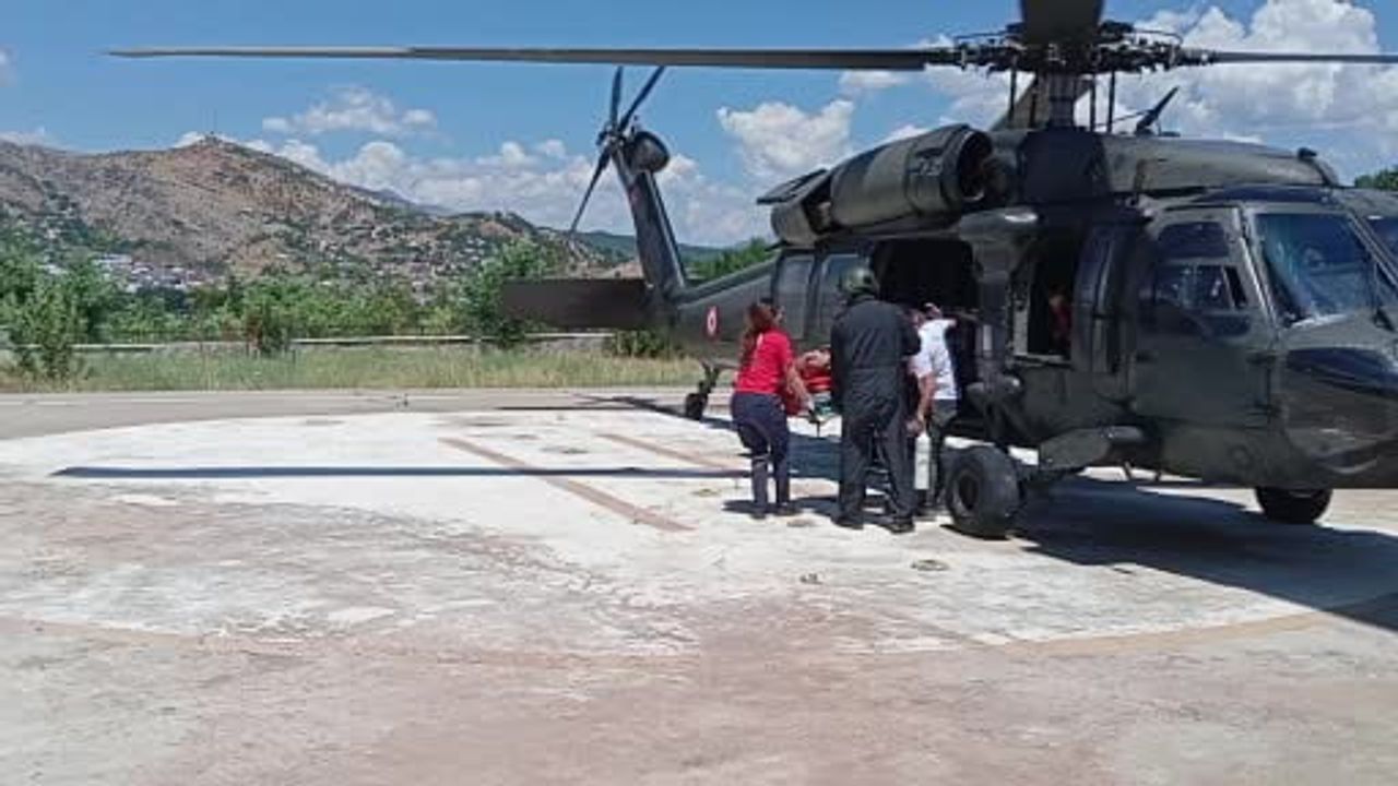 Engerek ısırığı geçiren şahıs jandarma helikopteriyle hastaneye sevk edildi