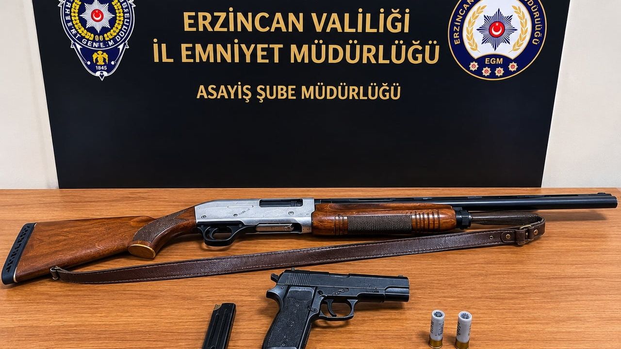 Erzincan’da ruhsatsız tabanca ve tüfek ele geçirildi