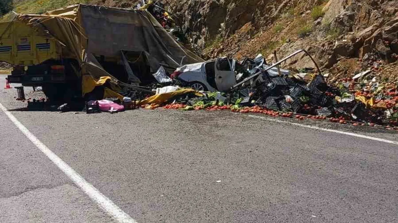 Gümüşhane'de sebze yüklü kamyon otomobile arkadan çarptı: 4 yaralı