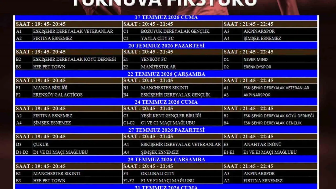 Halı saha futbol turnuvası başlıyor