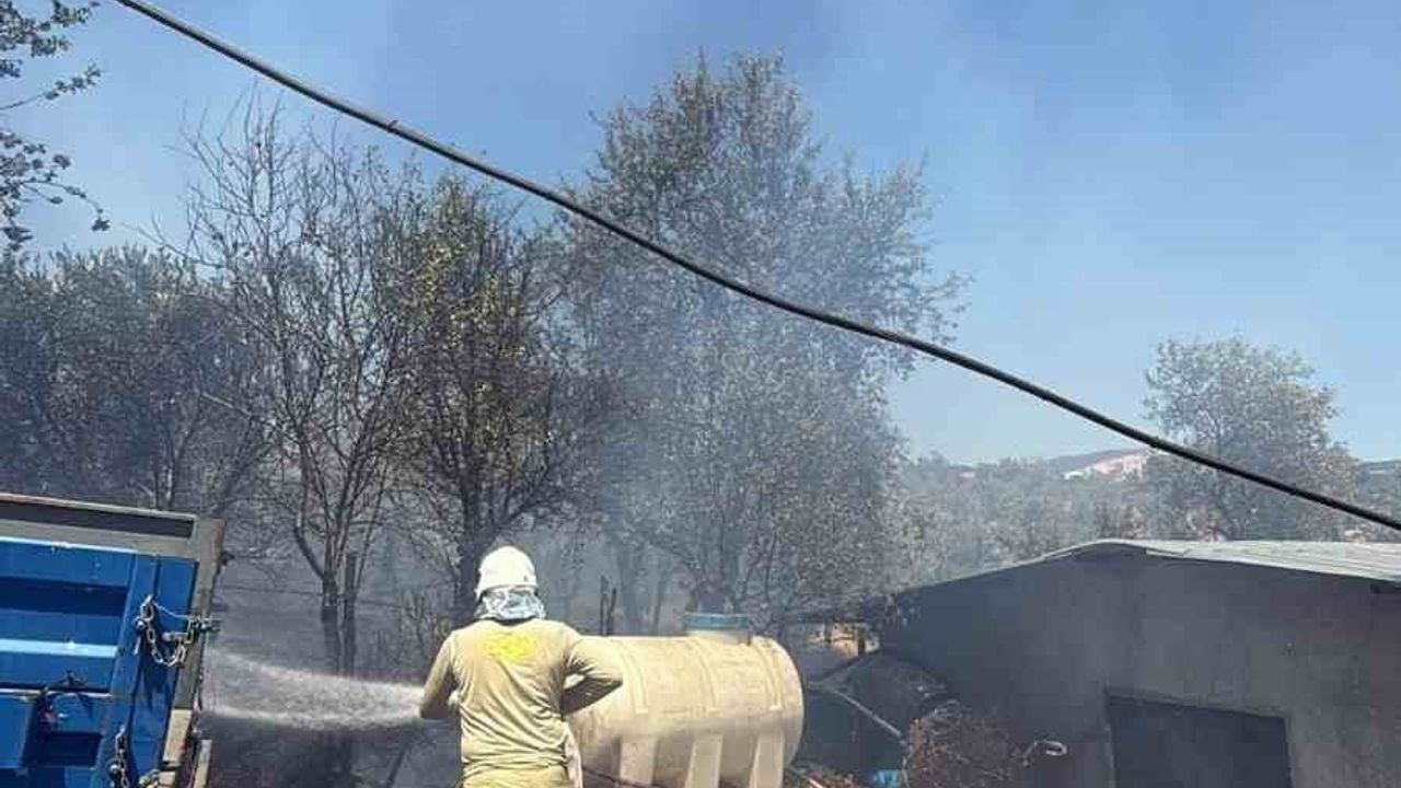 Havran Fazlıca'da orman dışı yangın söndürme çalışmaları sürüyor