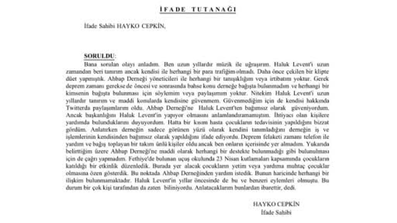 Hayko Cepkin'in tutanağı 'ifade' diyor: Ahbap paylaşımları tartışma yarattı