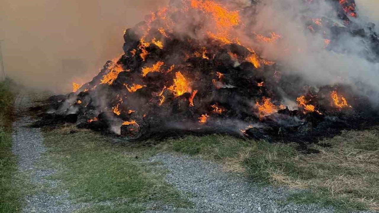 Iğdır’da Evci köyünde yangında yaklaşık 6 bin balya ot kül oldu