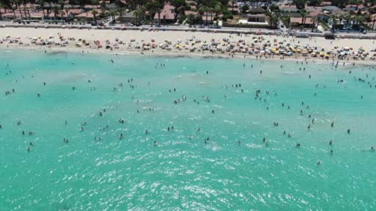 Ilıca plajında yosun ve atıklar tatil keyfini gölgeliyor