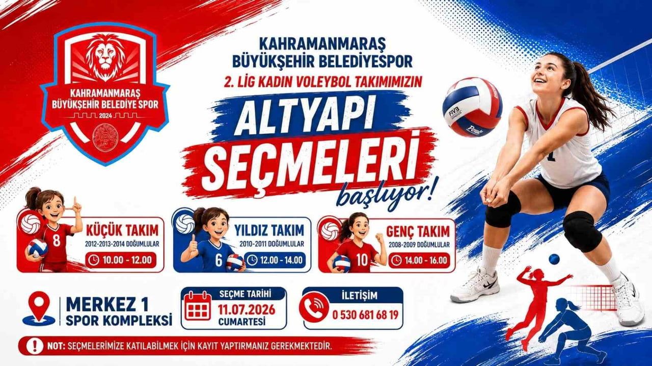 Kahramanmaraş Büyükşehir Belediyespor kadın voleybol takımında altyapı seçmeleri başlıyor