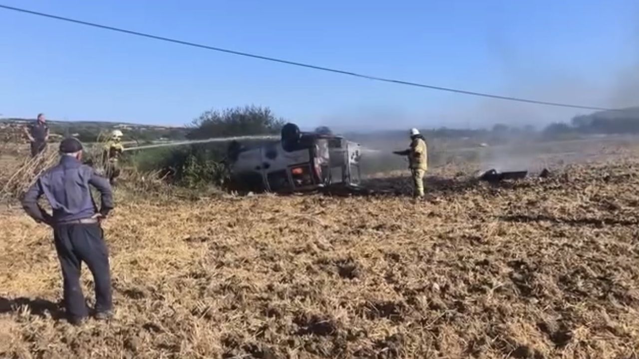 Karacabey’de takla atan otomobil yangında kullanılamaz hale geldi