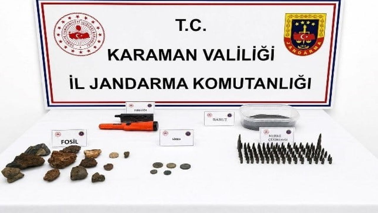 Karaman'da jandarma uygulamalarında tarihi eserler ele geçirildi, 6 kişi tutuklandı