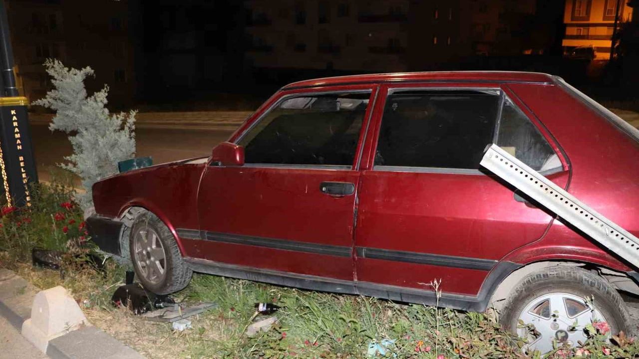 Karaman'da otomobil refüje çıktı: 1 yaralı