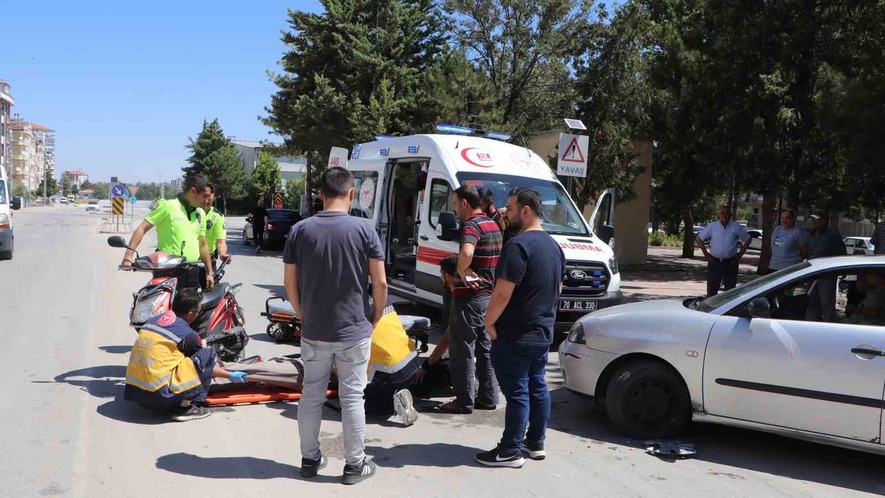 Karaman’da otomobille çarpışan elektrikli bisiklet sürücüsü yaralandı