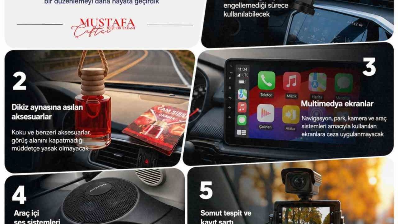 Karayolları trafik yönetmeliğinde düzenleme: sürücü aksesuarları ve ses sistemi açıklaması