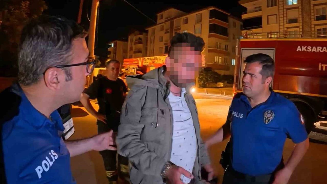 Kargo kamyonetinin lastiklerini kesip yakmaya çalışırken gözaltına alındı