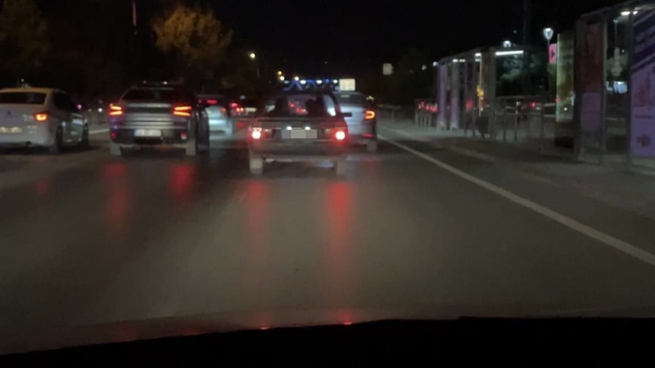 Konya'da makas atan sürücünün tehlikeli yolculuğu