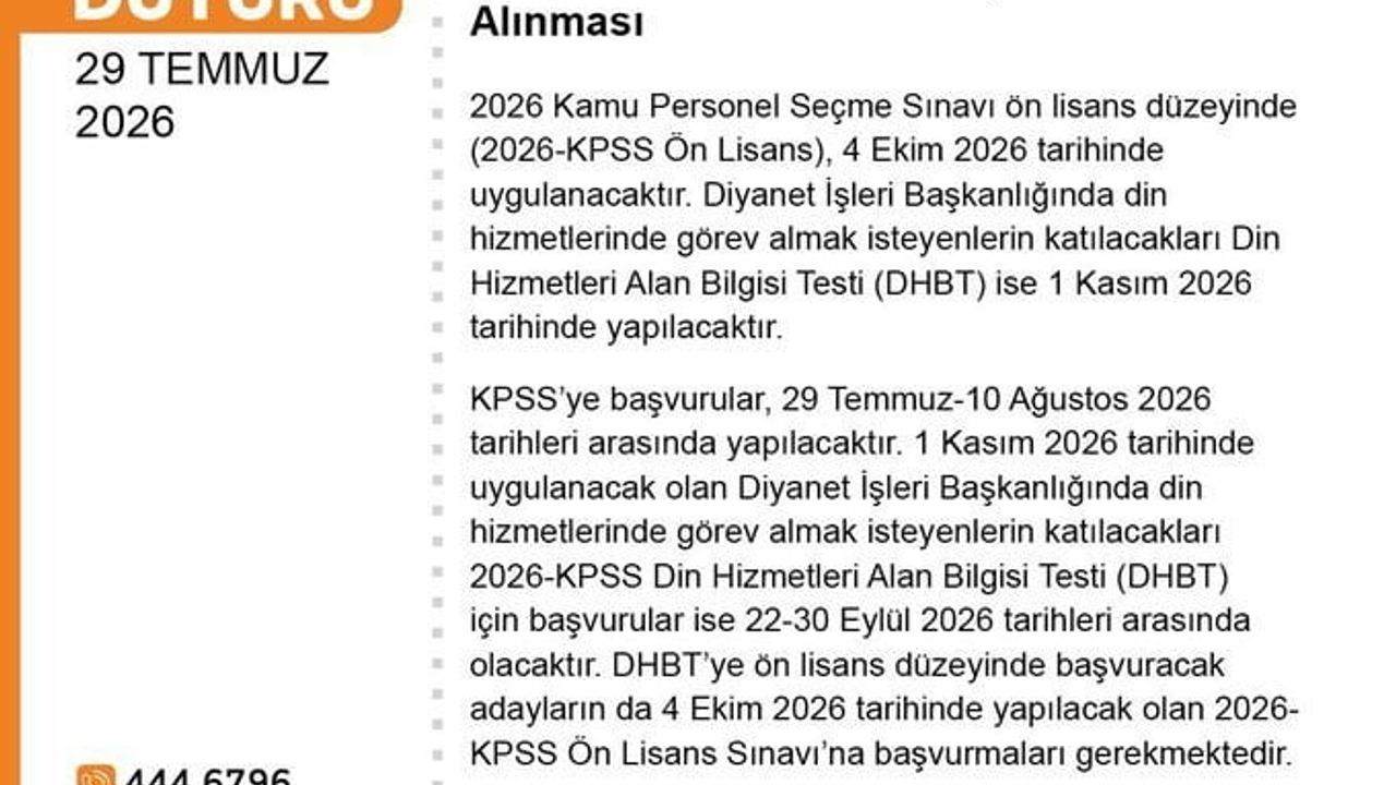 KPSS ön lisans başvuruları başladı: başvuru ve sınav takvimi