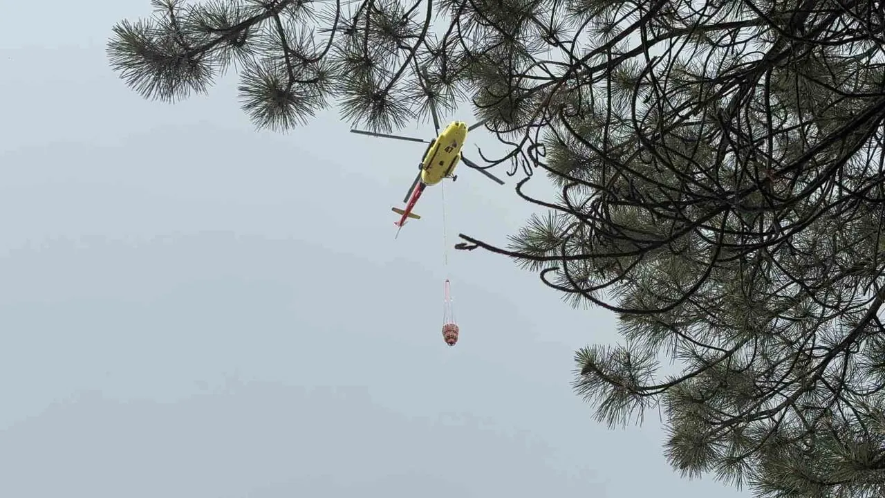Kütahya'da ormanlık alanda çıkan yangın helikopterle söndürüldü