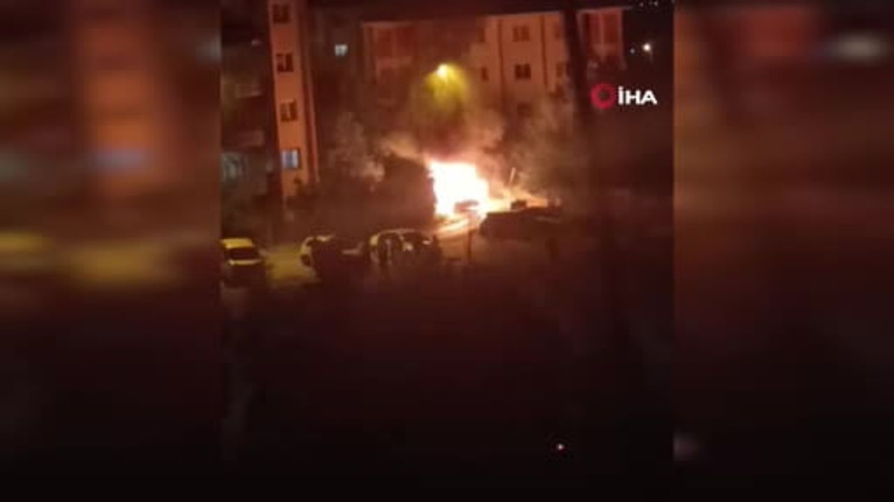Kuyubaşı'nda parkta başlayan yangın bir otomobili hurdaya çevirdi