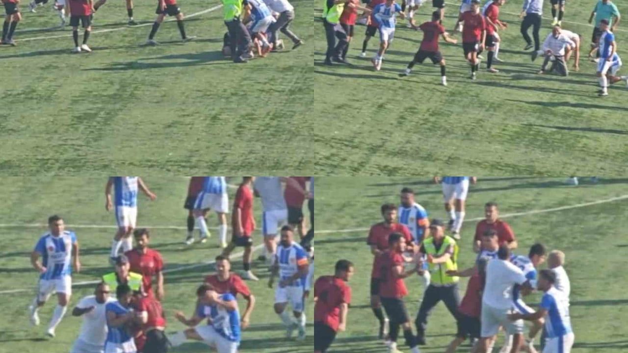 Mahalleler arası futbol maçında gerilim ve kavga kamerada