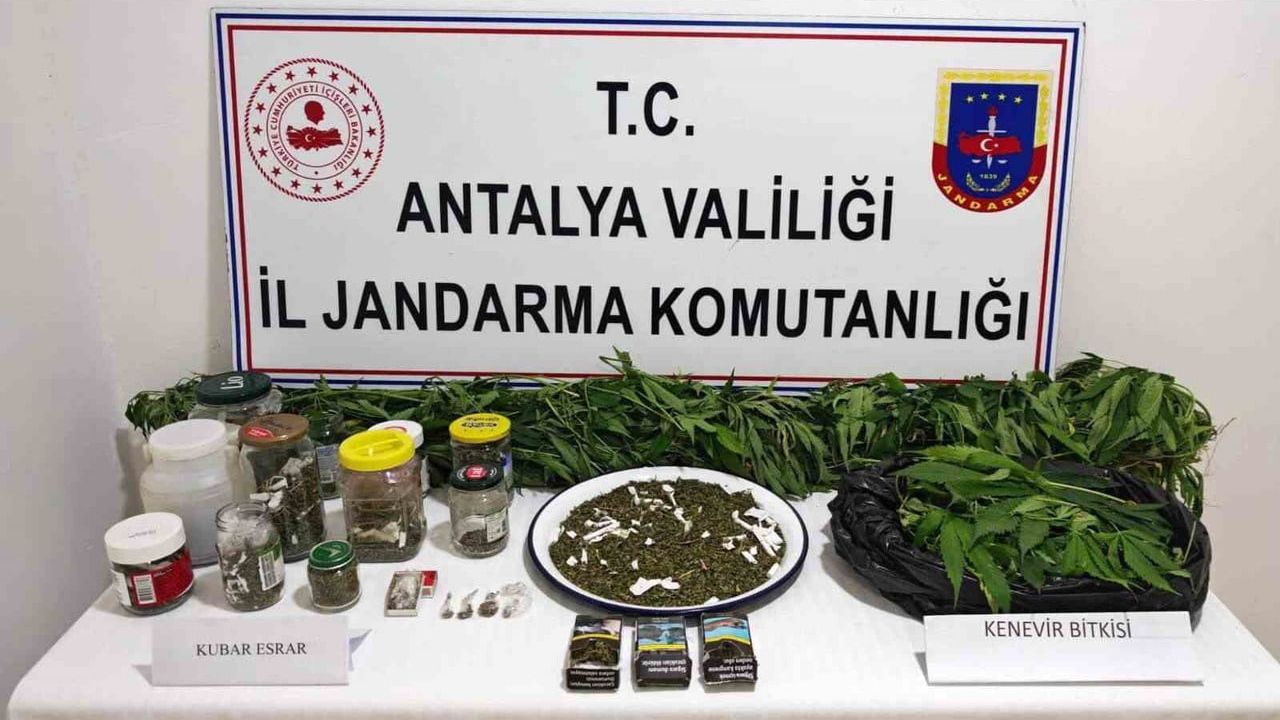 Manavgat'ta operasyonda 2 kilo 100 gram kubar esrar ve 130 kök kenevir ele geçirildi
