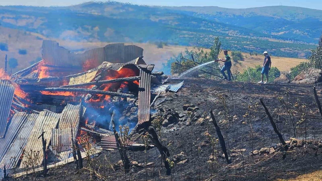 Mesudiye'de tarım arazisinde çıkan yangın: 5 samanlık zarar gördü