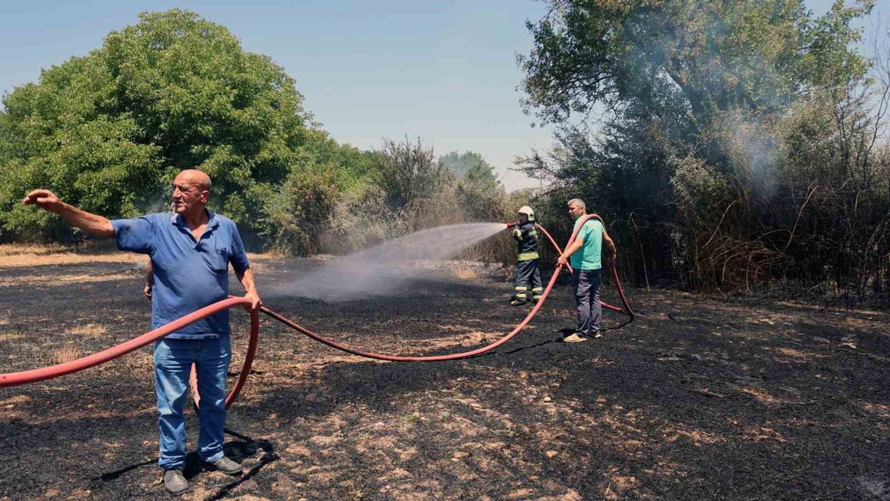Muğla’da tarlada çıkan yangında tonlarca saman balyası yandı