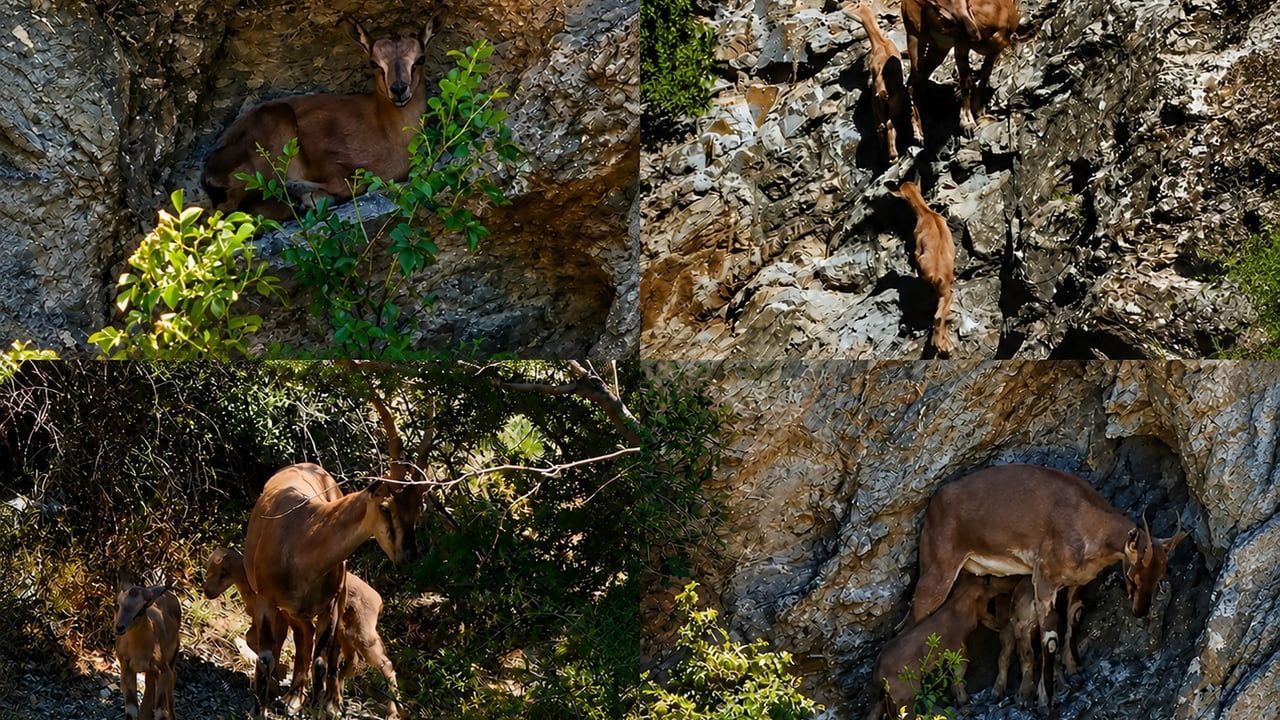 Munzur Dağları'nda anne ve iki yavru yaban keçisi görüntülendi