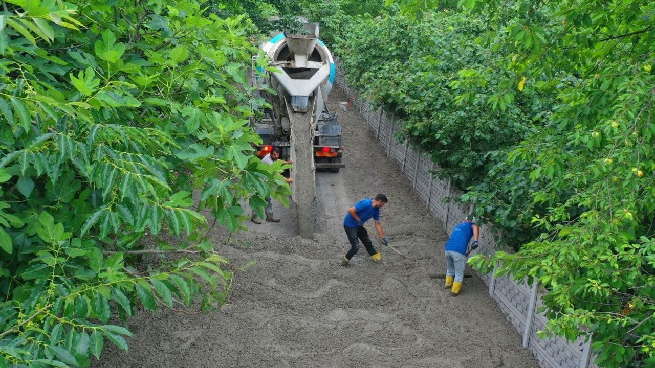 Ordu'da beton yol çalışmaları: Ünye Hanyanı'nda 600 metre tamamlandı