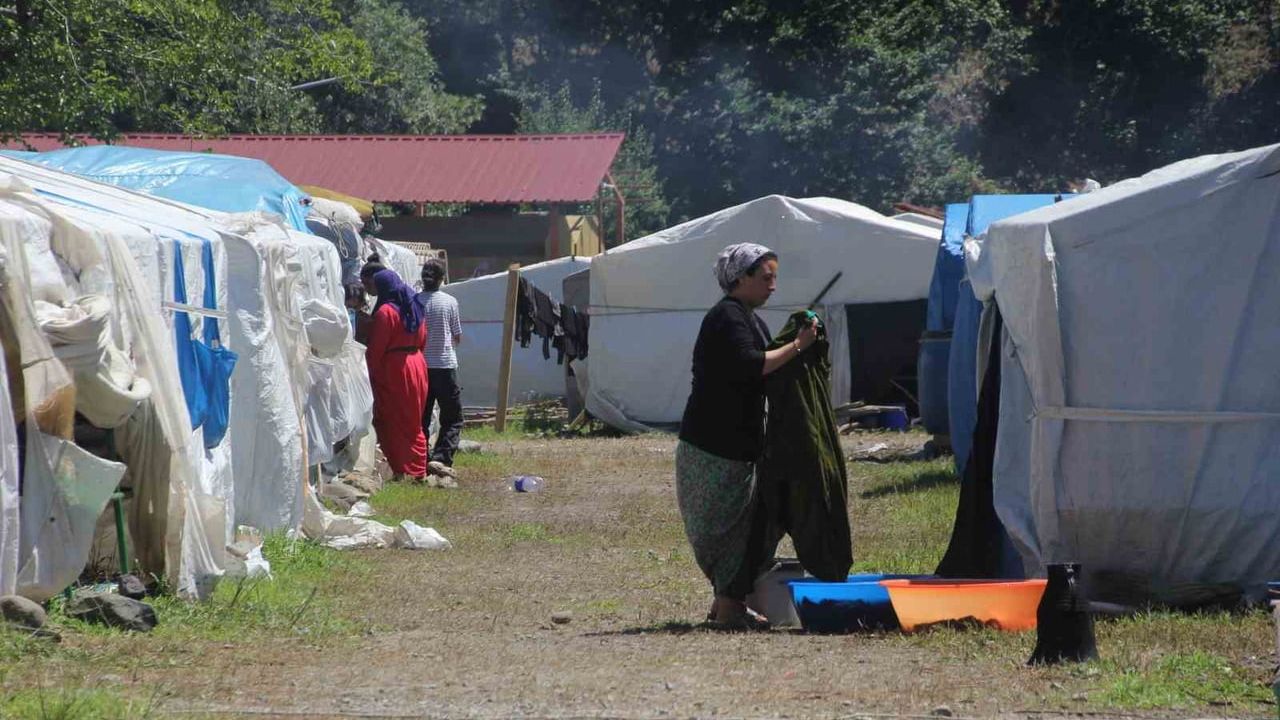 orduya gelen mevsimlik işçiler fındık sezonu için çadırlarını kurdu