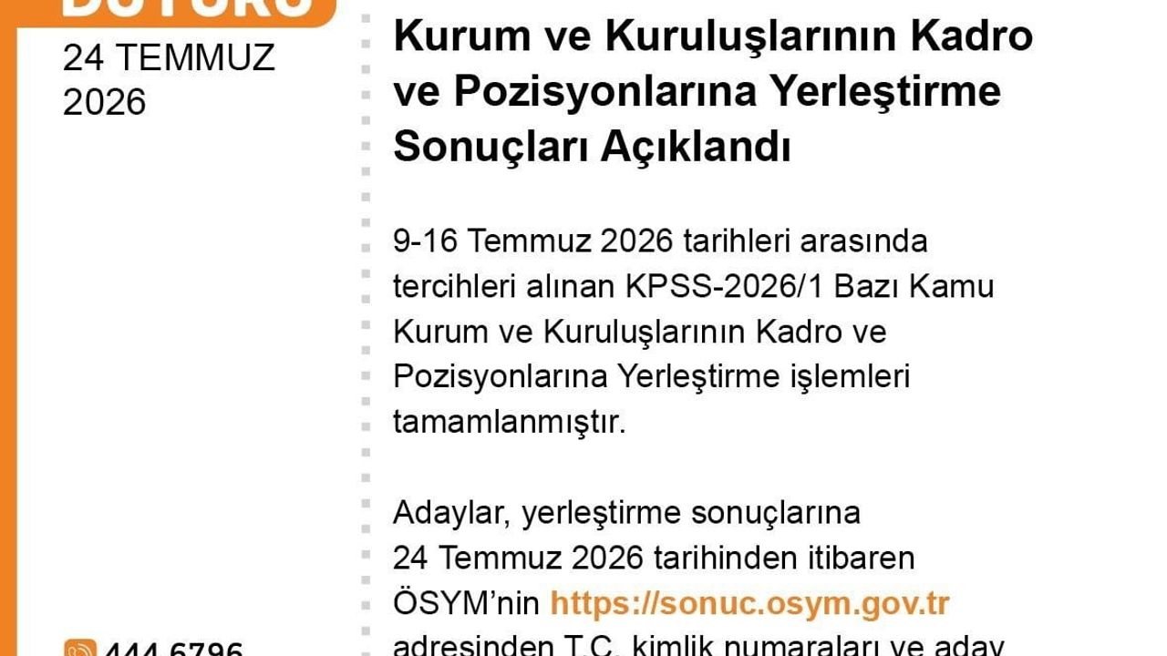 ÖSYM sonuçları açıkladı: KPSS-2026/1 yerleştirmede erişim ve veriler yayımlandı