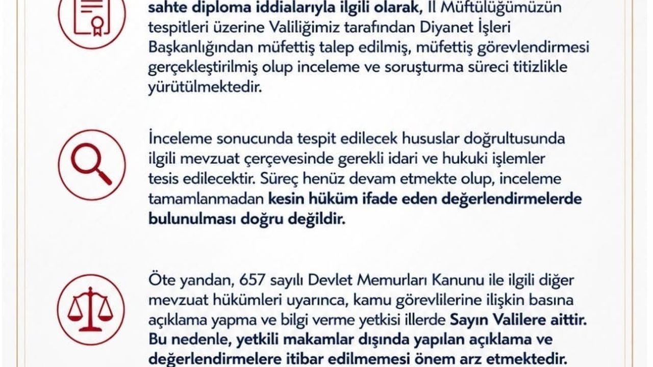 Sakarya valiliğinden sahte imam iddialarına ilişkin açıklama