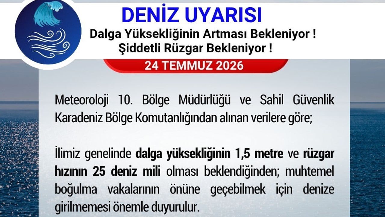 Samsun sahillerinde yüksek dalga uyarısı: denize girilmesin