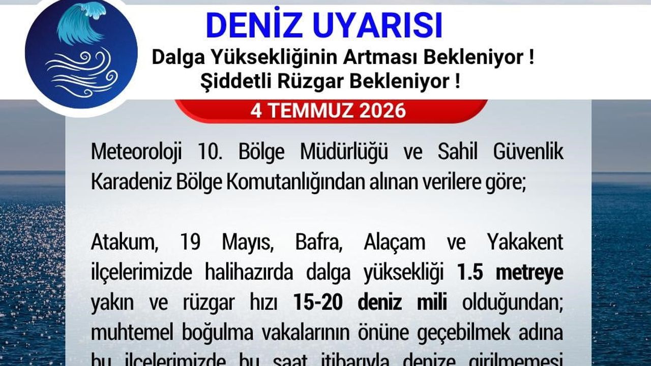 Samsun valiliği'nden denize girilmemesi uyarısı
