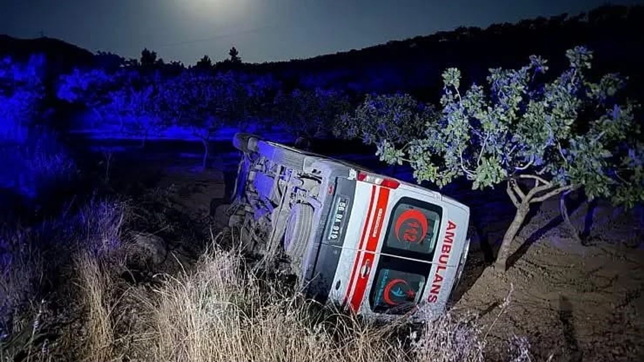 Siirt'te ambulans şarampole devrildi, sağlıkçılar yara almadan kurtuldu