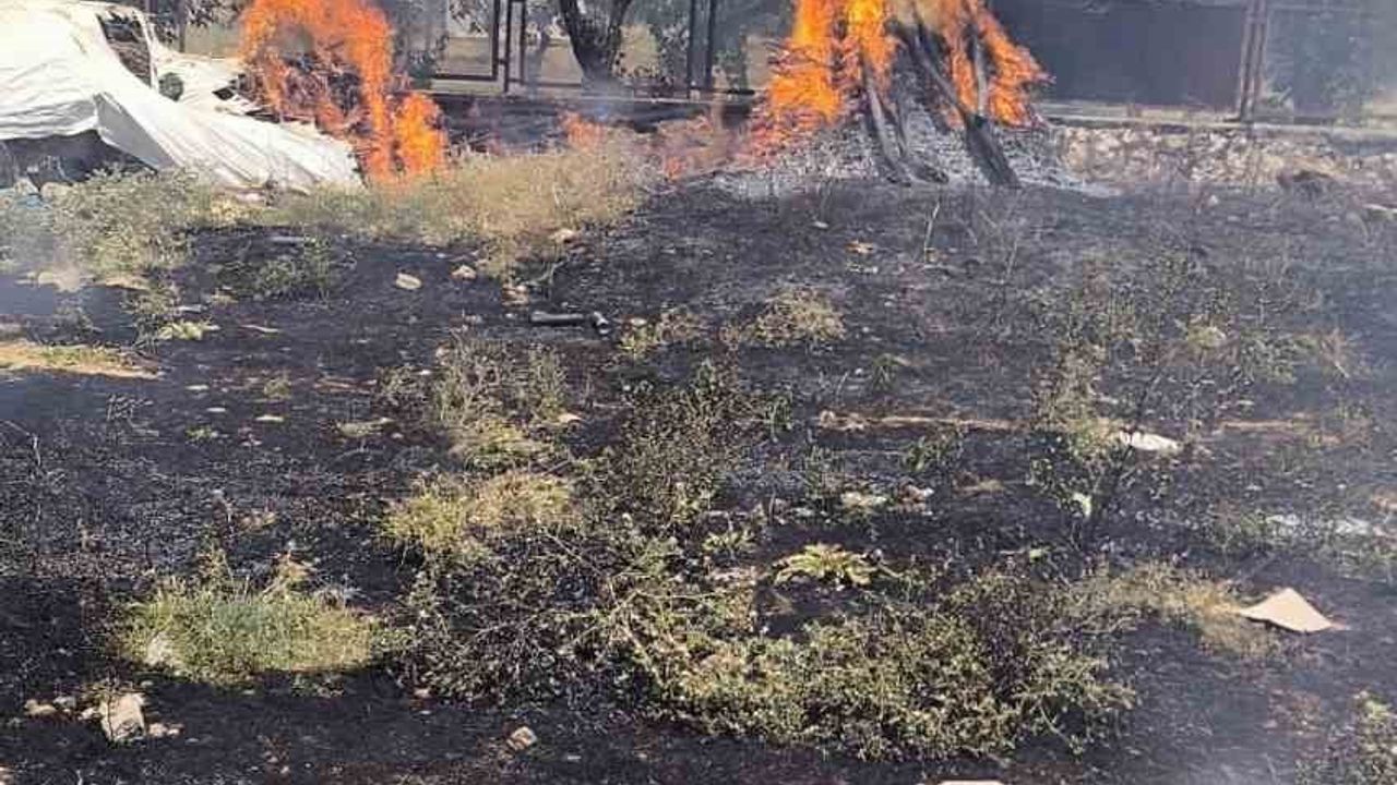 Siirt'te ev bahçesindeki yangın itfaiye müdahalesiyle söndürüldü