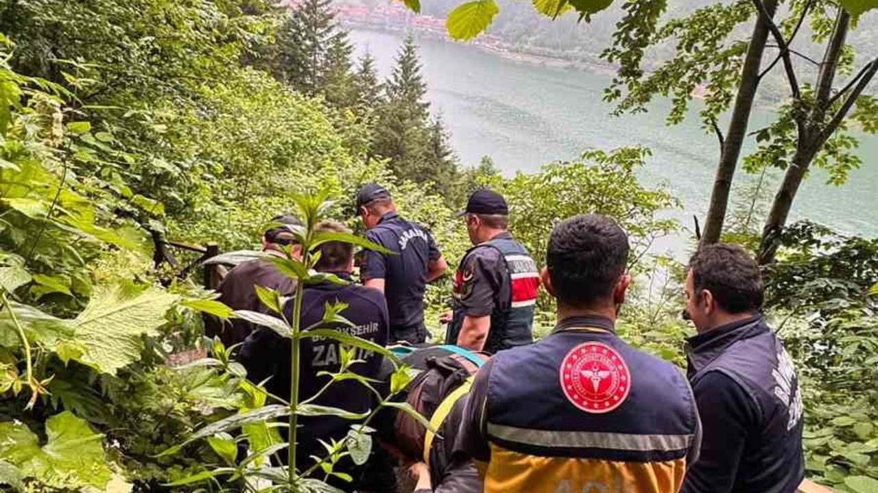 Uzungöl'de seyir terasından araç yamaçtan uçtu: 2 Arap turist yaralandı