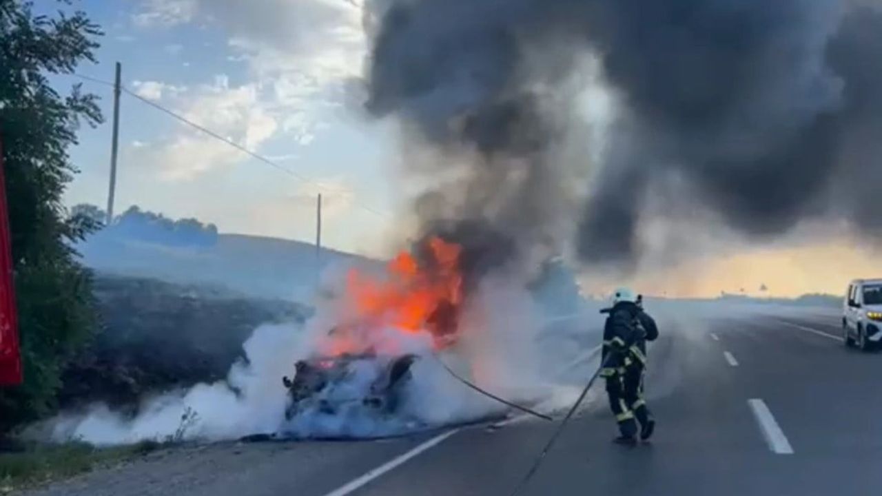 Van'da seyir halindeki otomobil motor yangını sonucu ağır hasar gördü