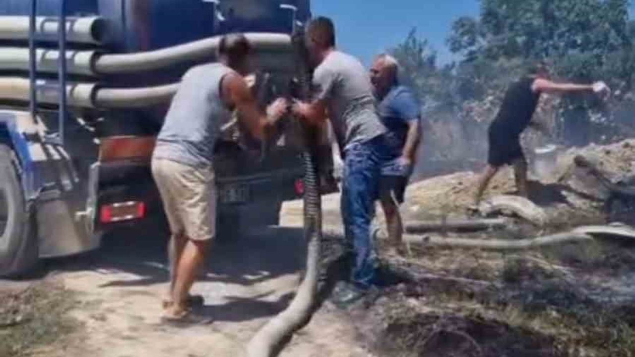 Vidanjörle müdahale Yayla Sahili'ndeki yangını durdurdu, tepkiler yükseldi