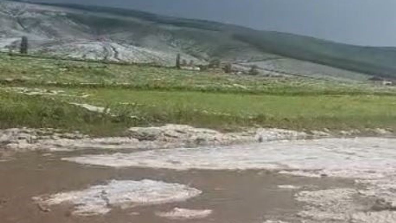 Yaz ortasında aniden kış: Ardahan'da dolu yolları kapattı