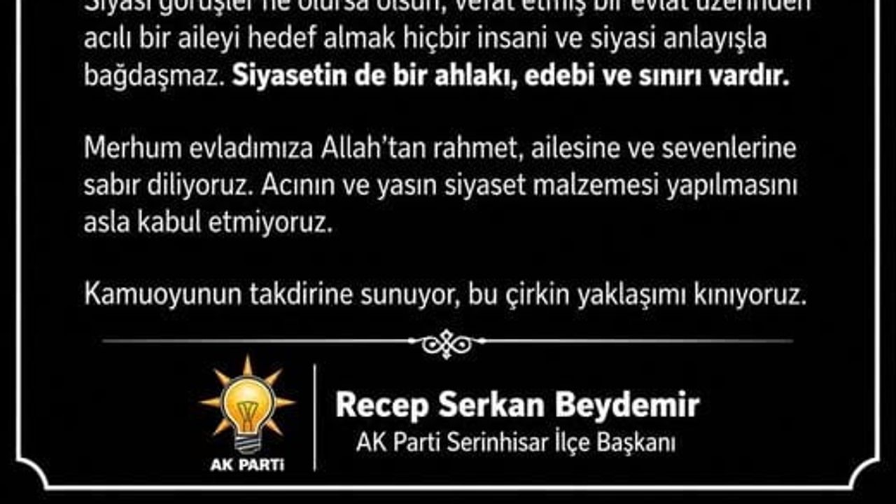 AK Parti'den düğünde ölen evladı hedef alan sözlere kınama